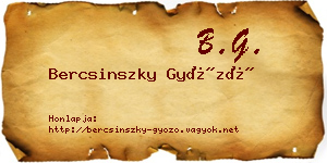 Bercsinszky Győző névjegykártya
